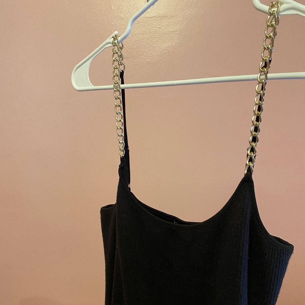 Women’s Black dress with Gold chain strap